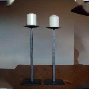 Plate on Iron Rod Candle Holder