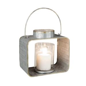 Rustic Square Lantern with Glass